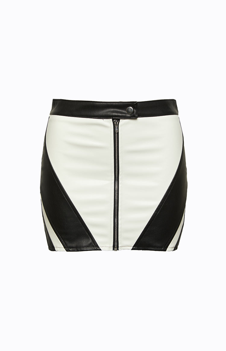 Trespass White Contrast PU Low Waist Mini Skirt