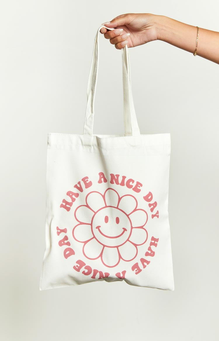 Have A Nice Day Cream Tote Bag