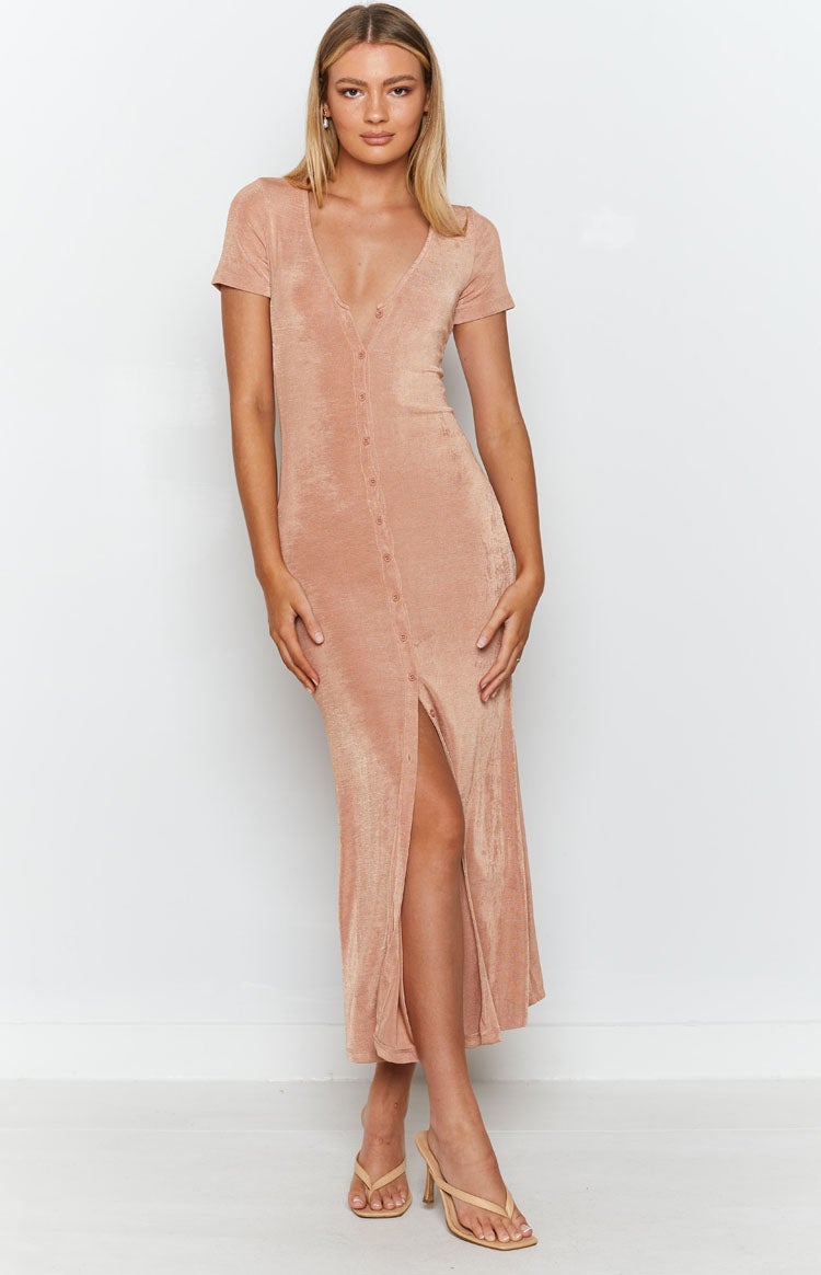 Tallulah Buttoned Maxi Dress Nude