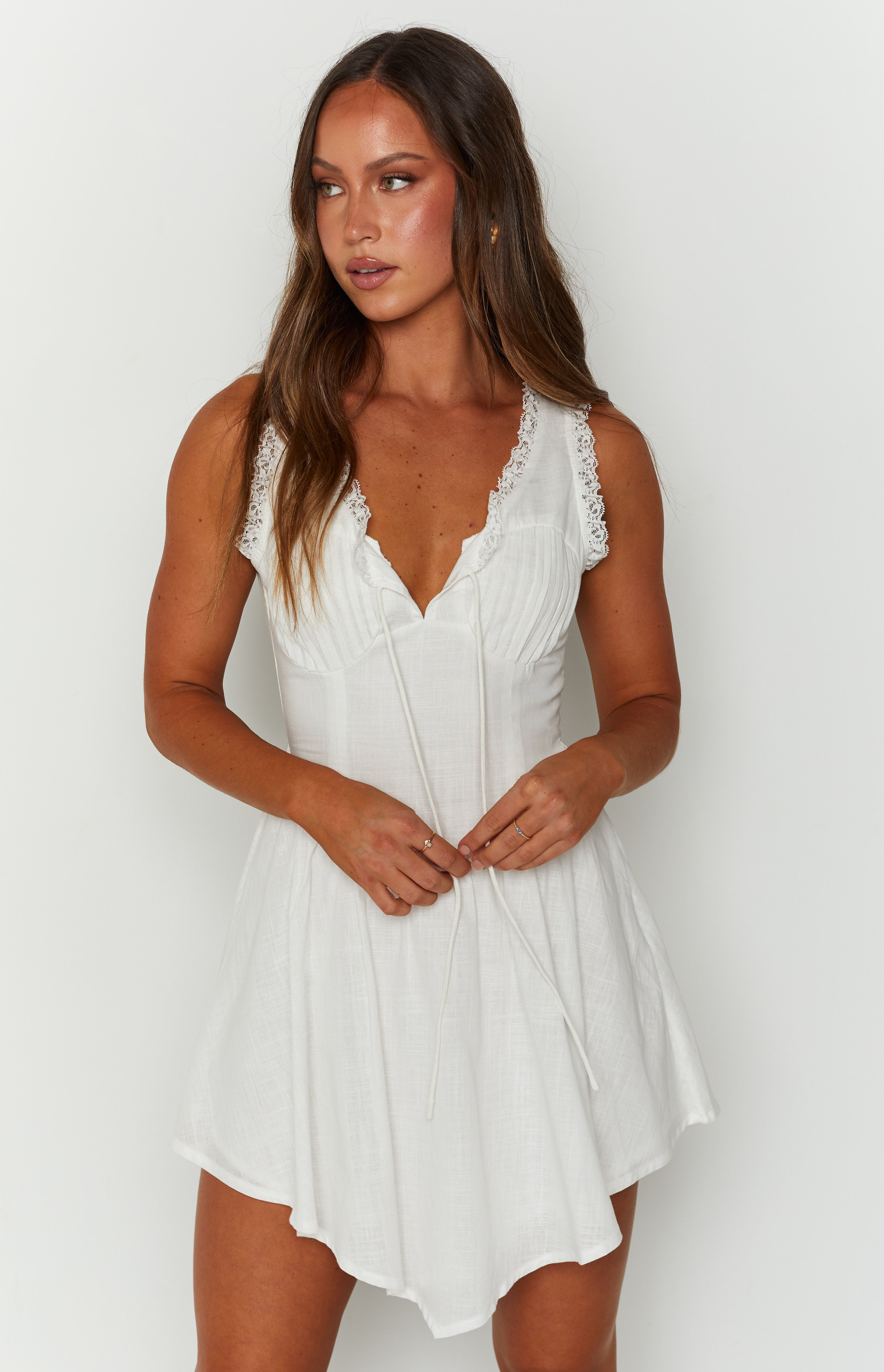 Posey White Frill Mini Dress