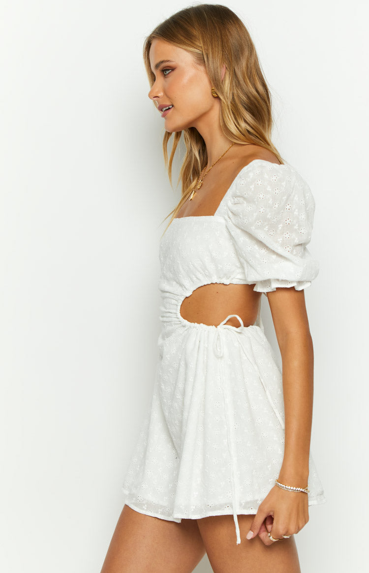 Leana White Broderie Mini Dress