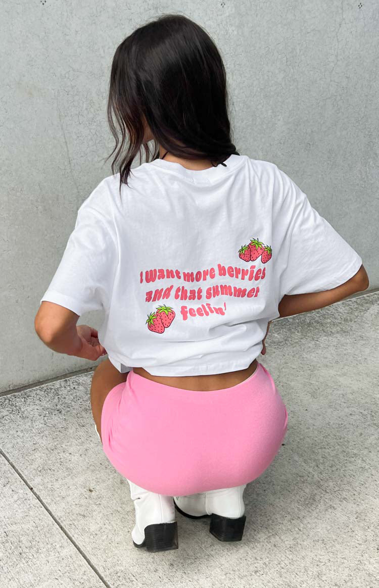 Watermelon Sugar White Print Oversized Tee