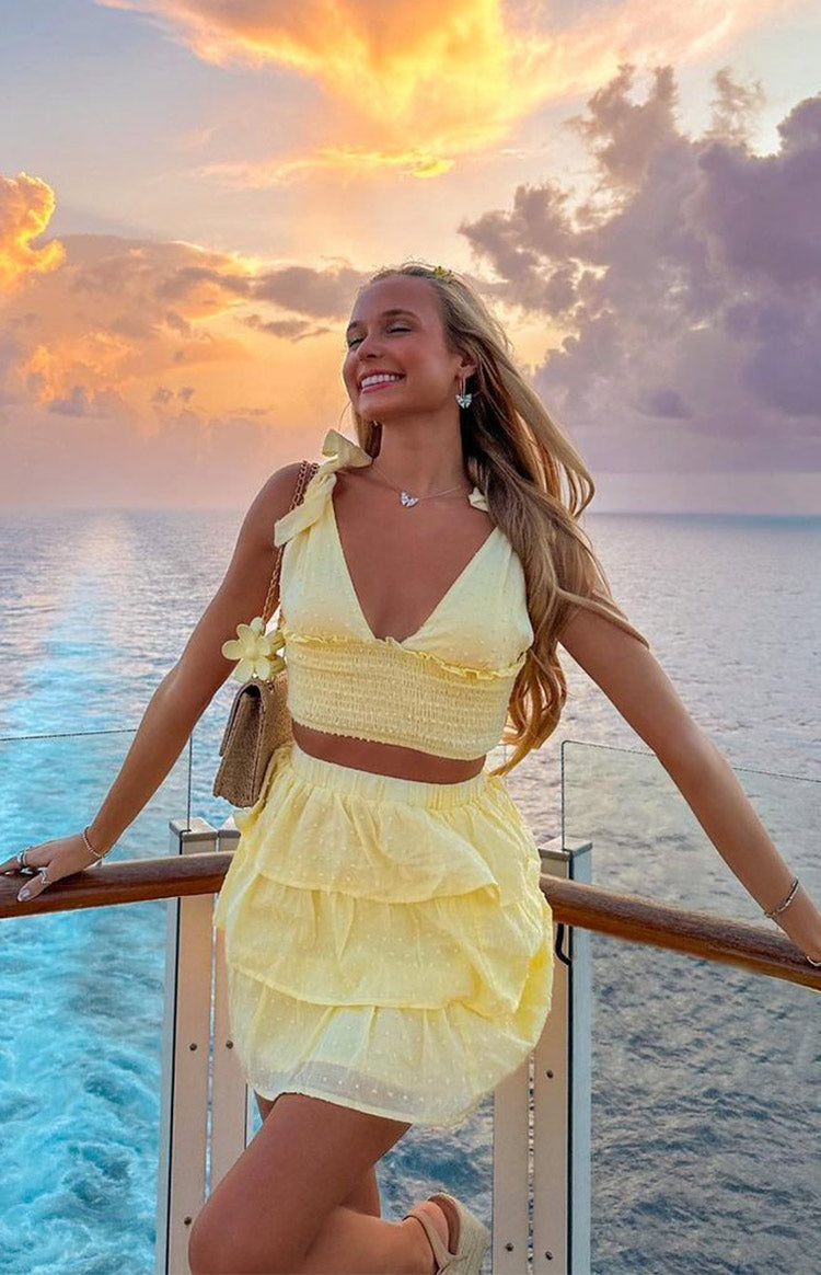 Madelyn Yellow Shoulder Tie Top