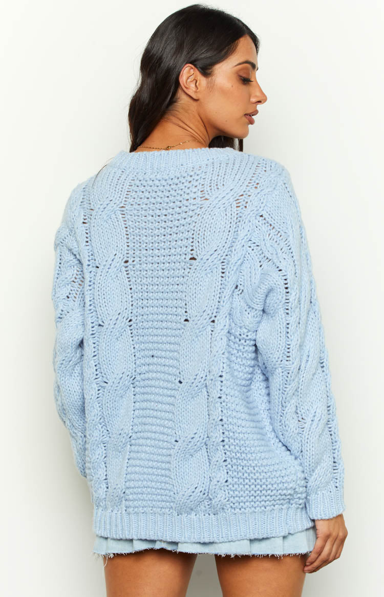 Everlea Blue Cable Knit Sweater