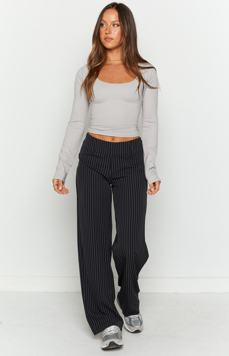 Maeve Black Pinstripe Pants