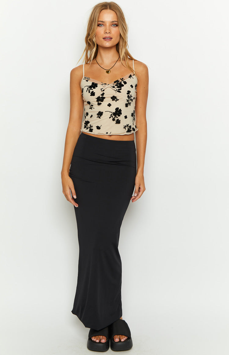 Dylan Black and Beige Mesh Top