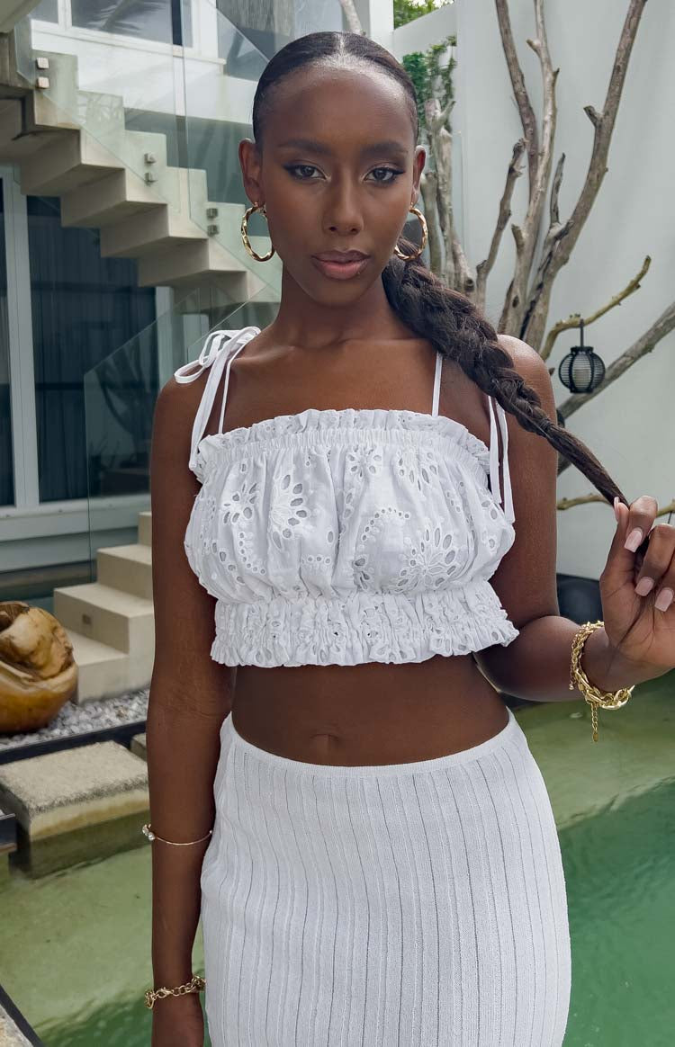 Emerie White Crop Top