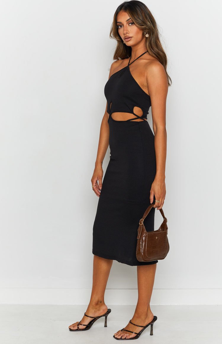 Quanah Cut Out Midi Dress Black