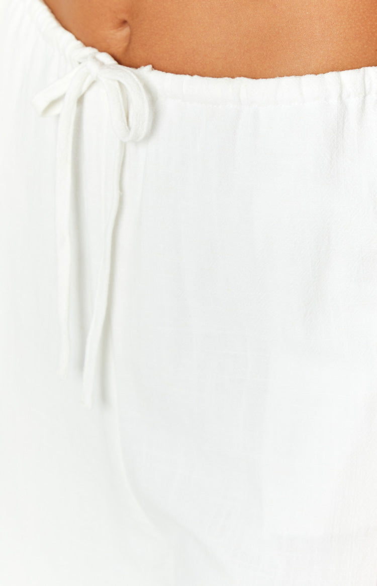 Kellie White Linen Blend Wide Leg Pants