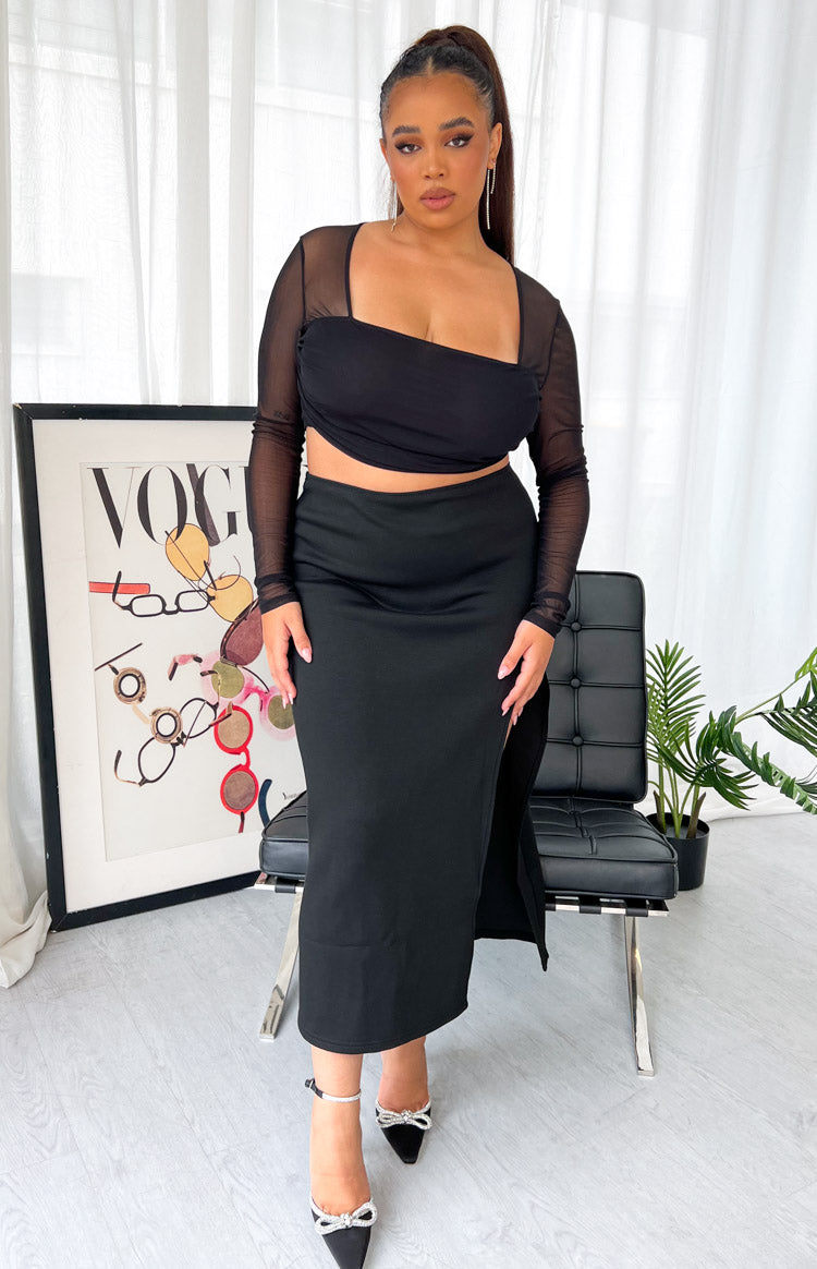 Kourtney Black Midi Skirt