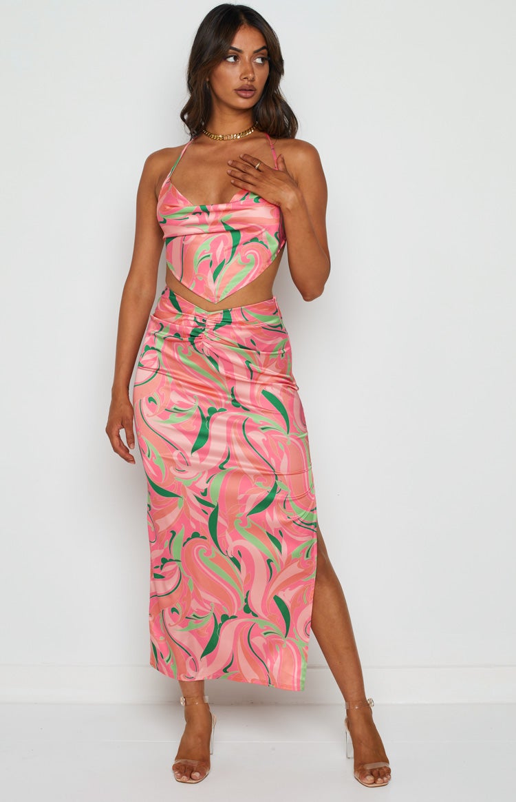 Ingrid Red Print Halter Top