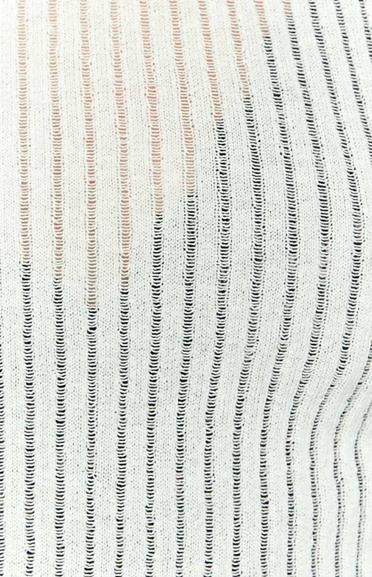 Gems Sheer White Knit Long Sleeve Top