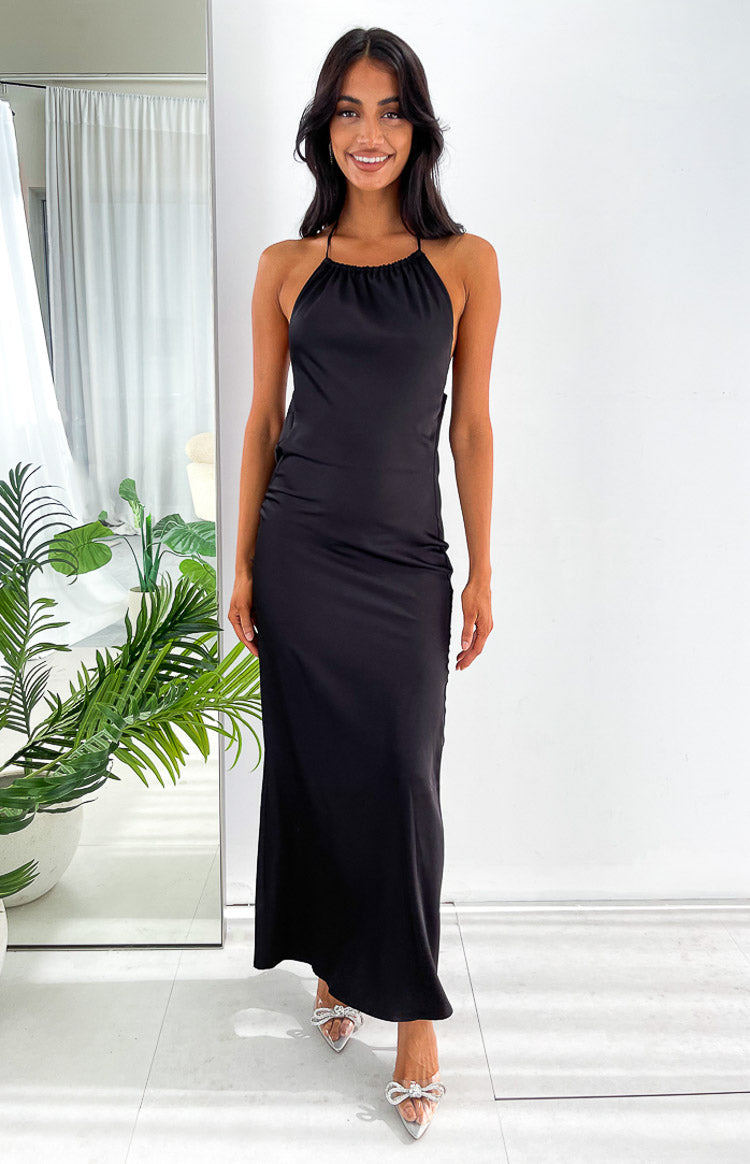 Kalley Black Halter Formal Maxi Dress