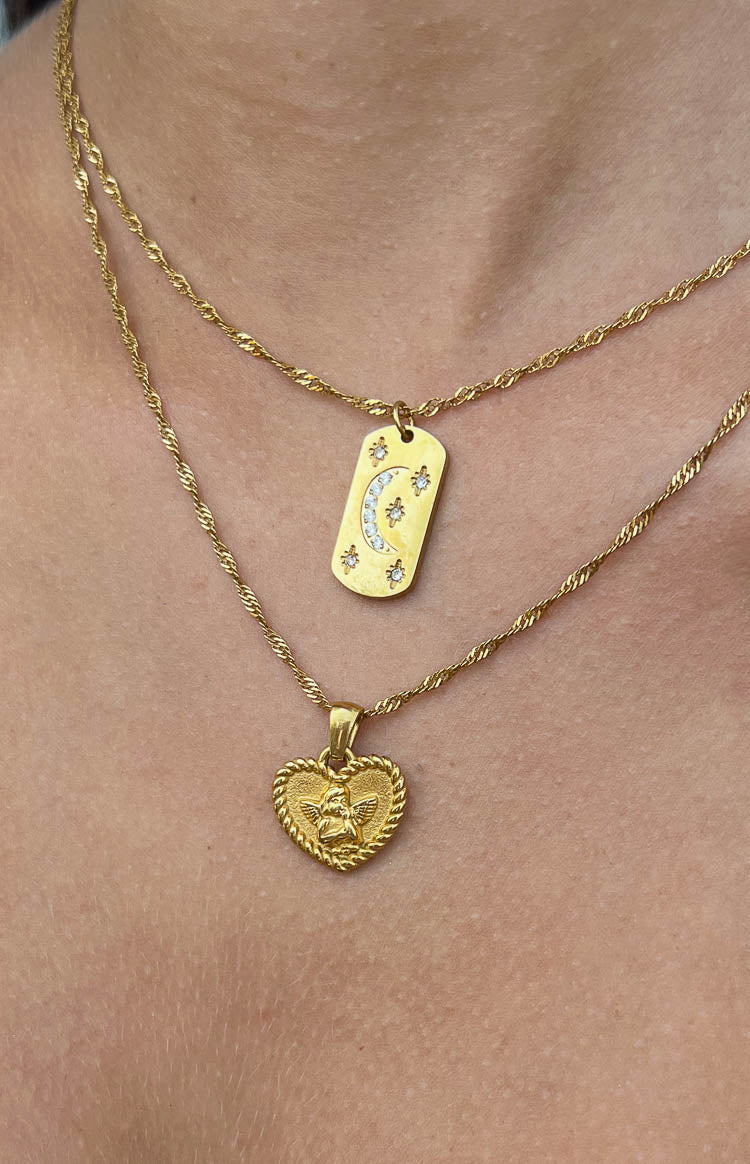 Angel Girl Gold Stainless Steel Necklace