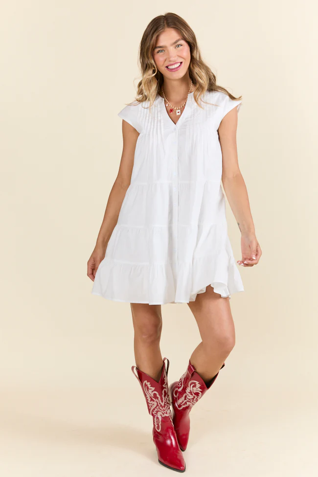 Just A Little White Button Up Mini Dress