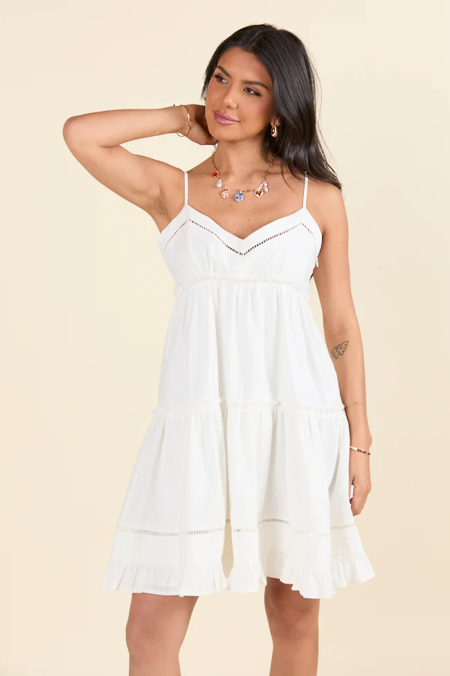 Just A Theory White Tiered Mini Dress