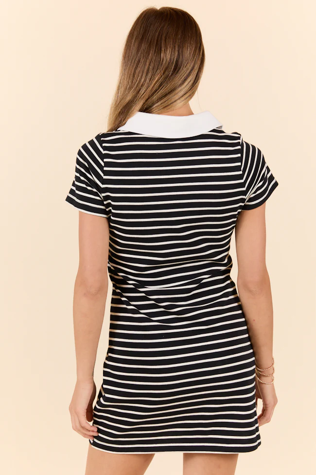 Prepared For Anything Black and White Collared Stripe Dress SALE