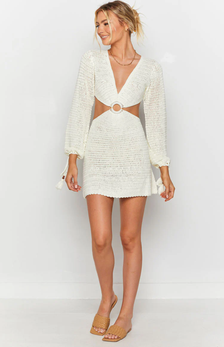 Cleo Crochet Dress White