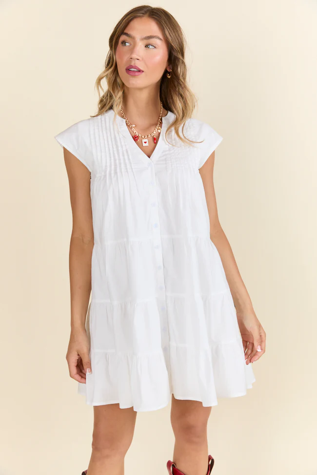 Just A Little White Button Up Mini Dress