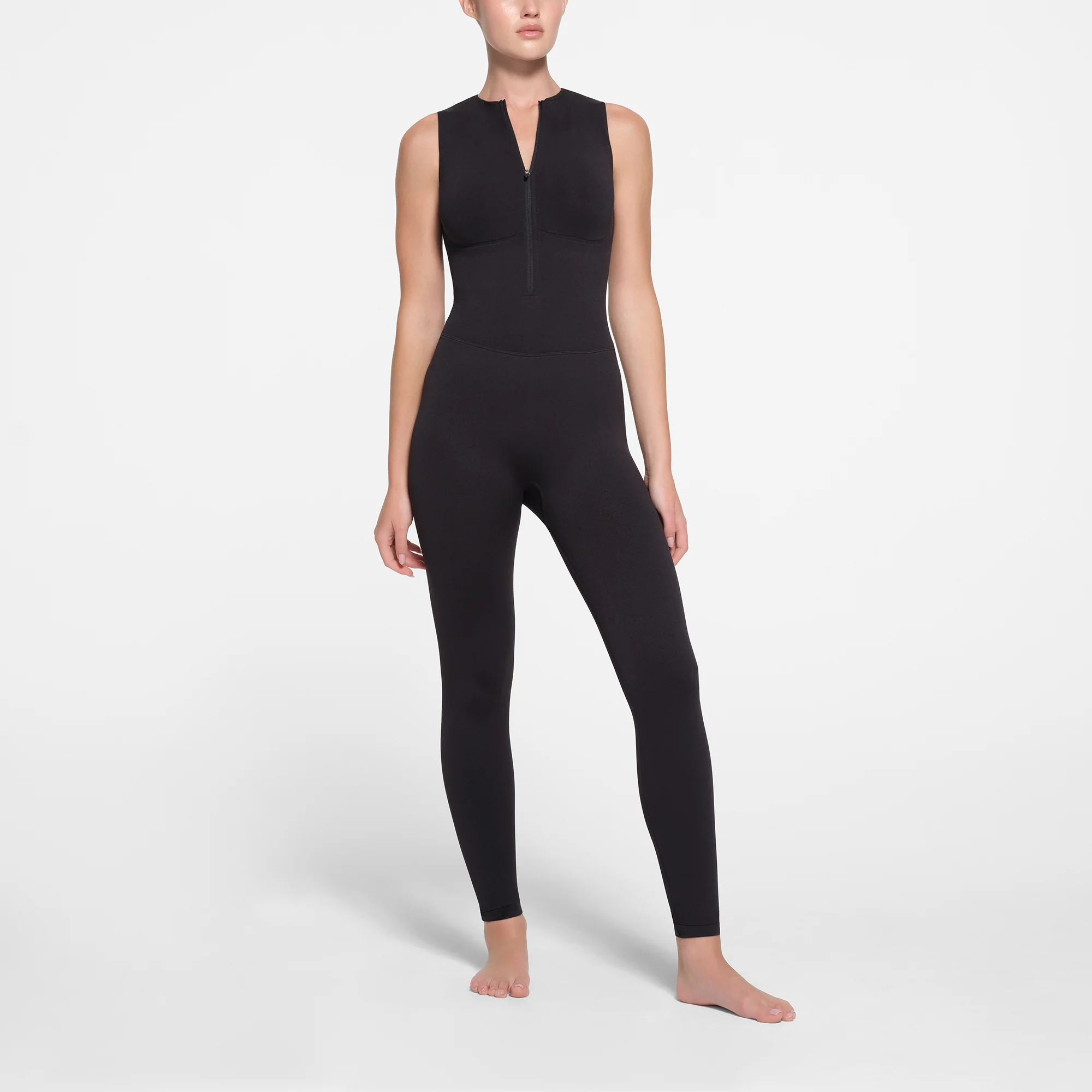 CONTOUR NYLON ZIP FRONT CATSUIT | ONYX