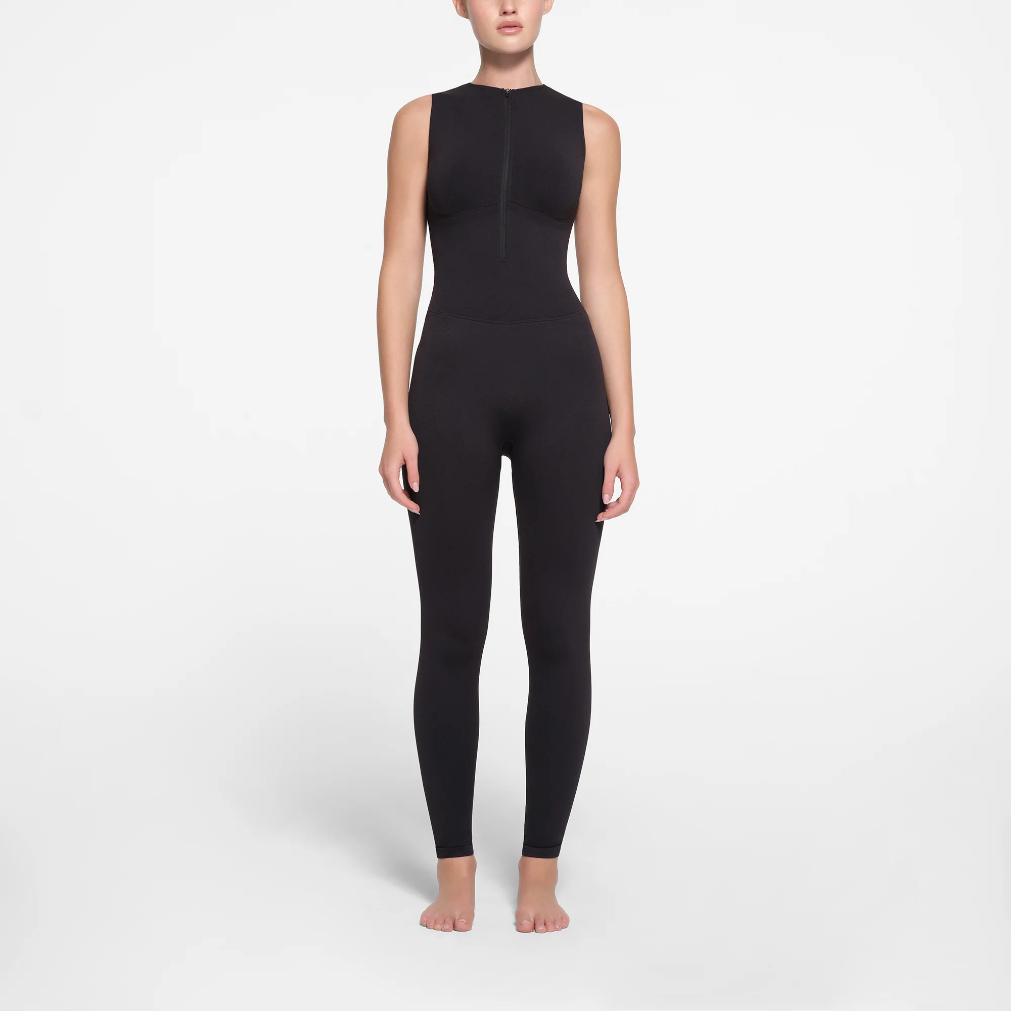 CONTOUR NYLON ZIP FRONT CATSUIT | ONYX