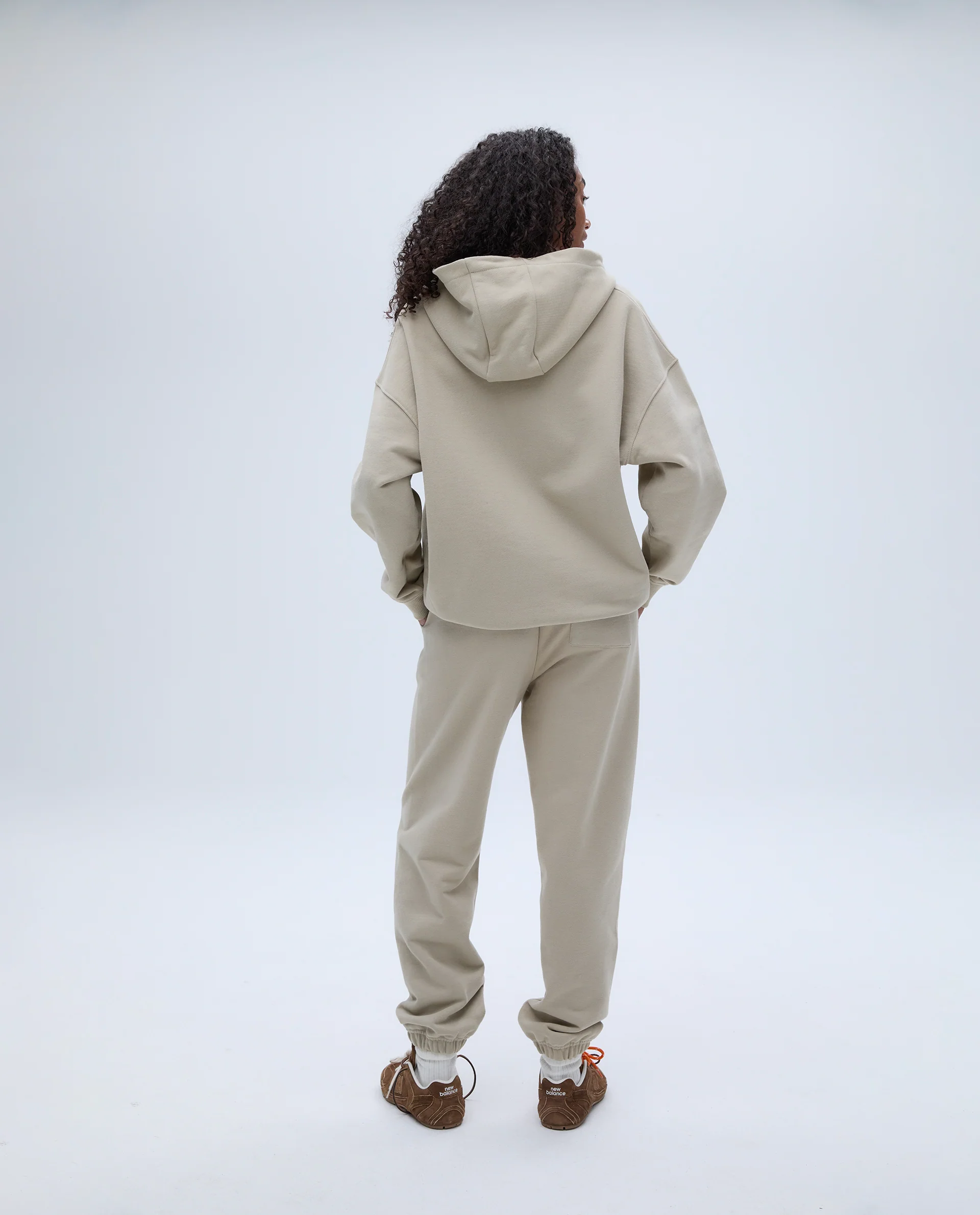 Varsity Oversized Full Zip Hoodie - Sand
