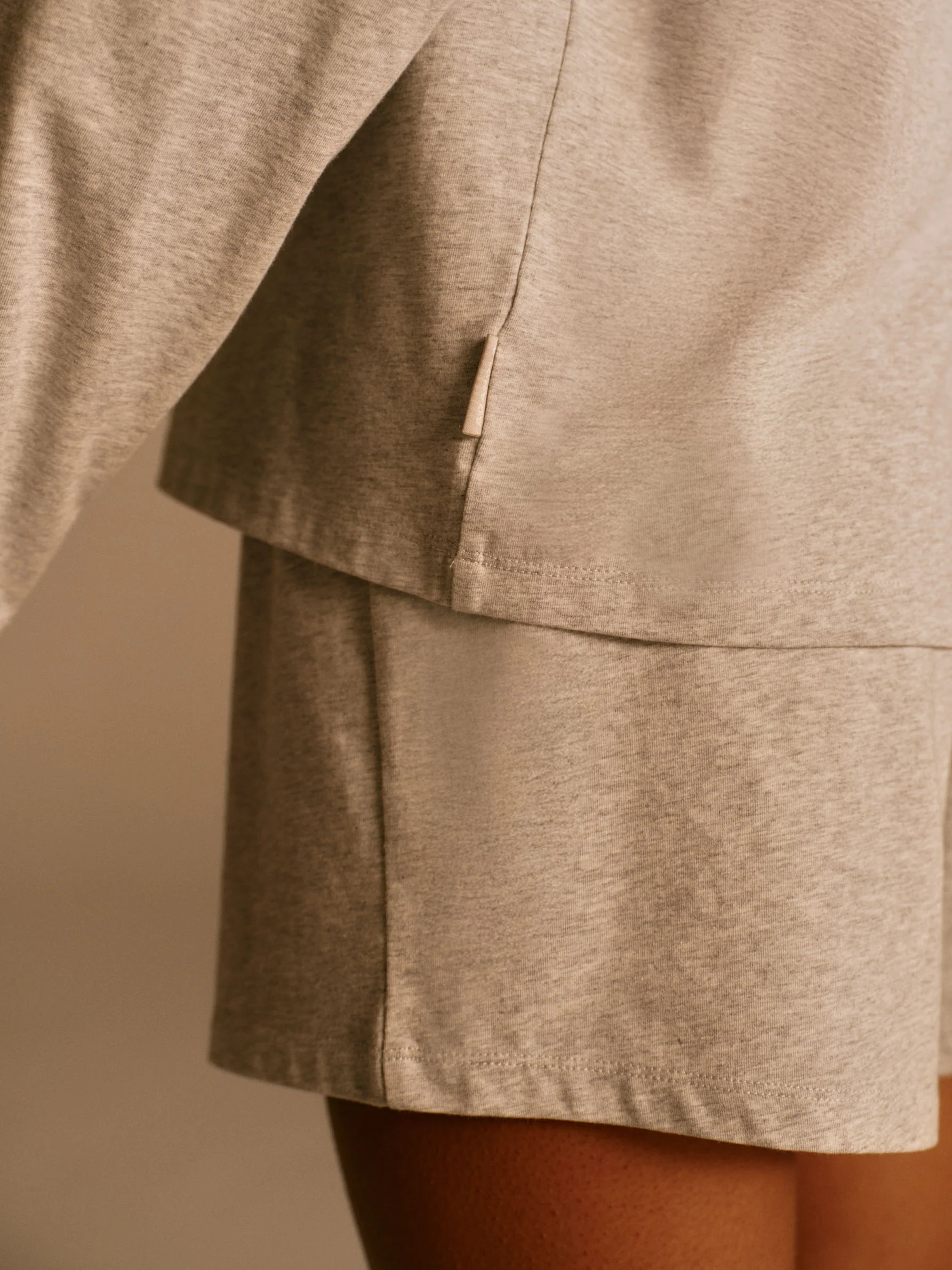 Modal Long Sleeve T-shirt - Light Grey Melange