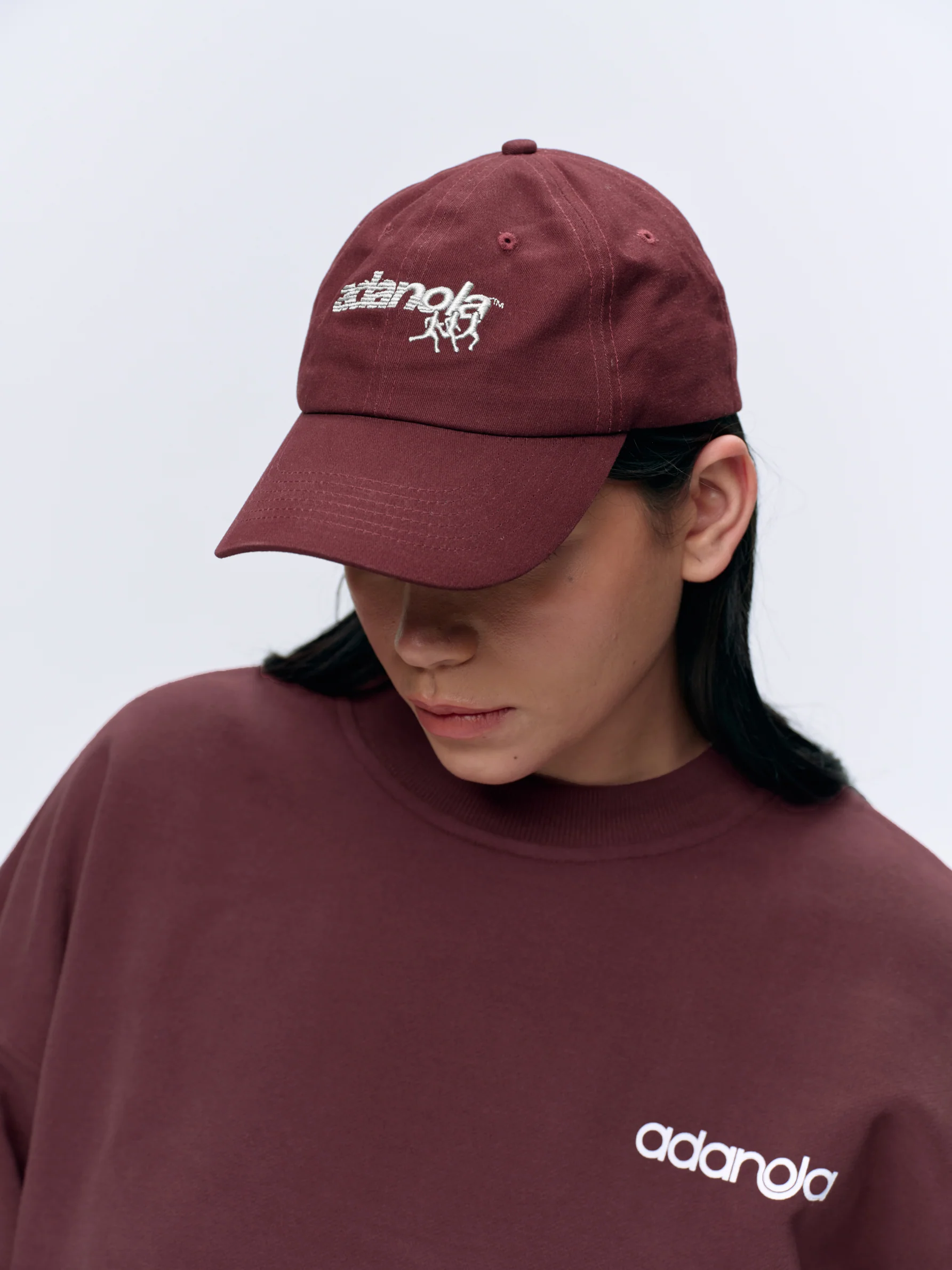 Adanola Embroidered Washed Cap - Burgundy