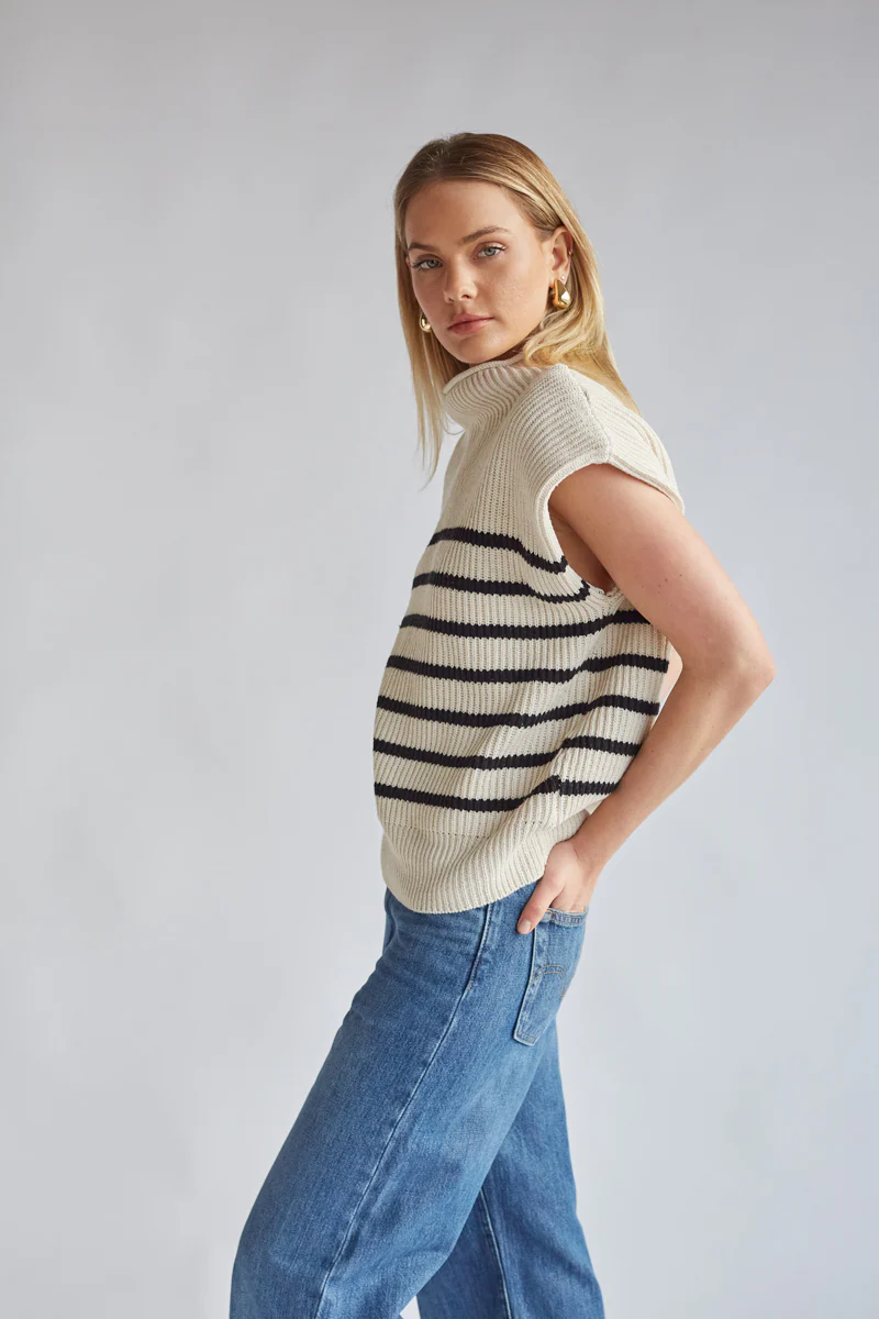 Amari Mock Neck Sleeveless Sweater Top