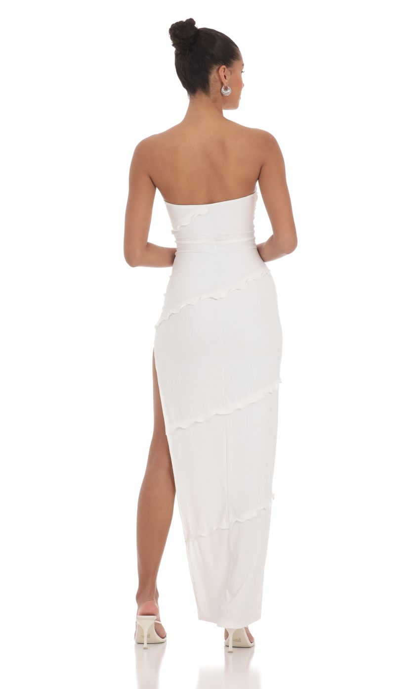 Ruffle Strapless Dress in White - luluinthesky