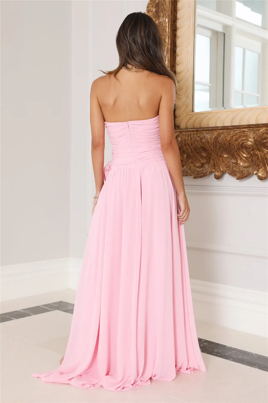 Secret Rose Strapless Maxi Dress Pink - luluinthesky