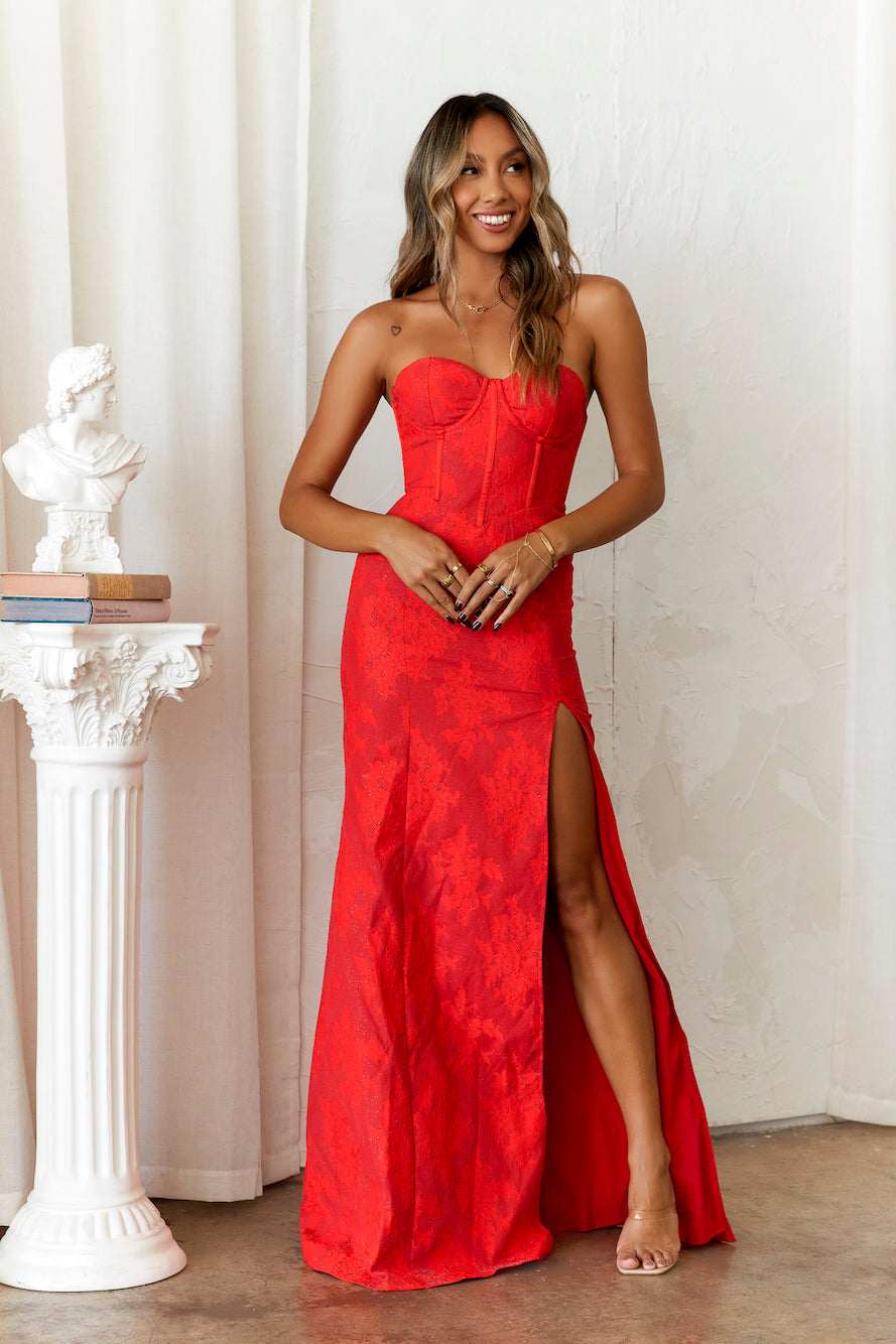 DEAR EMILIA Amazing The Crowd Maxi Dress Red - luluinthesky