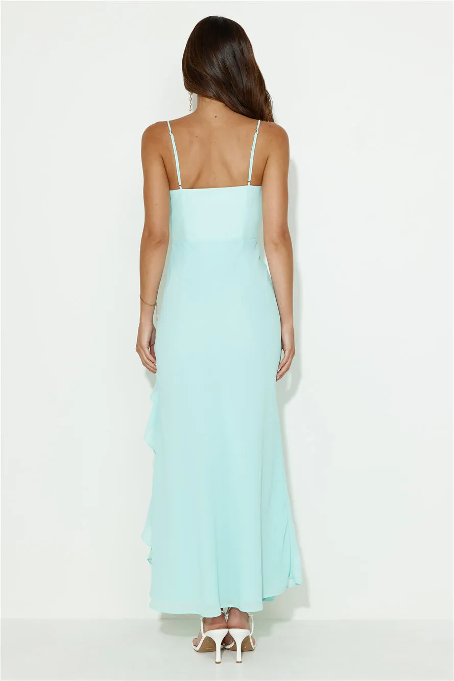 Fresh Scent Frill Maxi Dress Aqua - luluinthesky