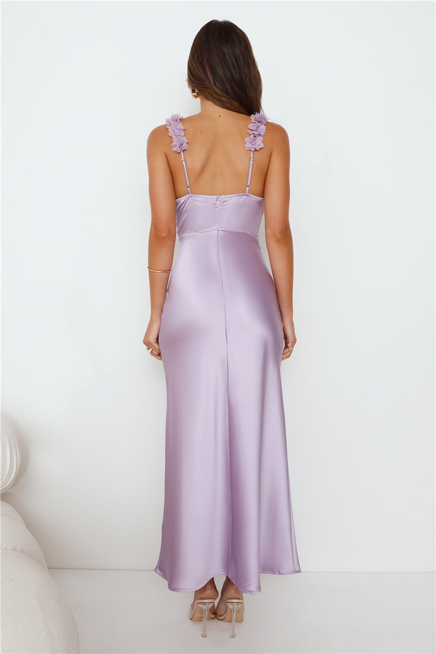 Parties In Spring Satin Maxi Dress Lilac - luluinthesky