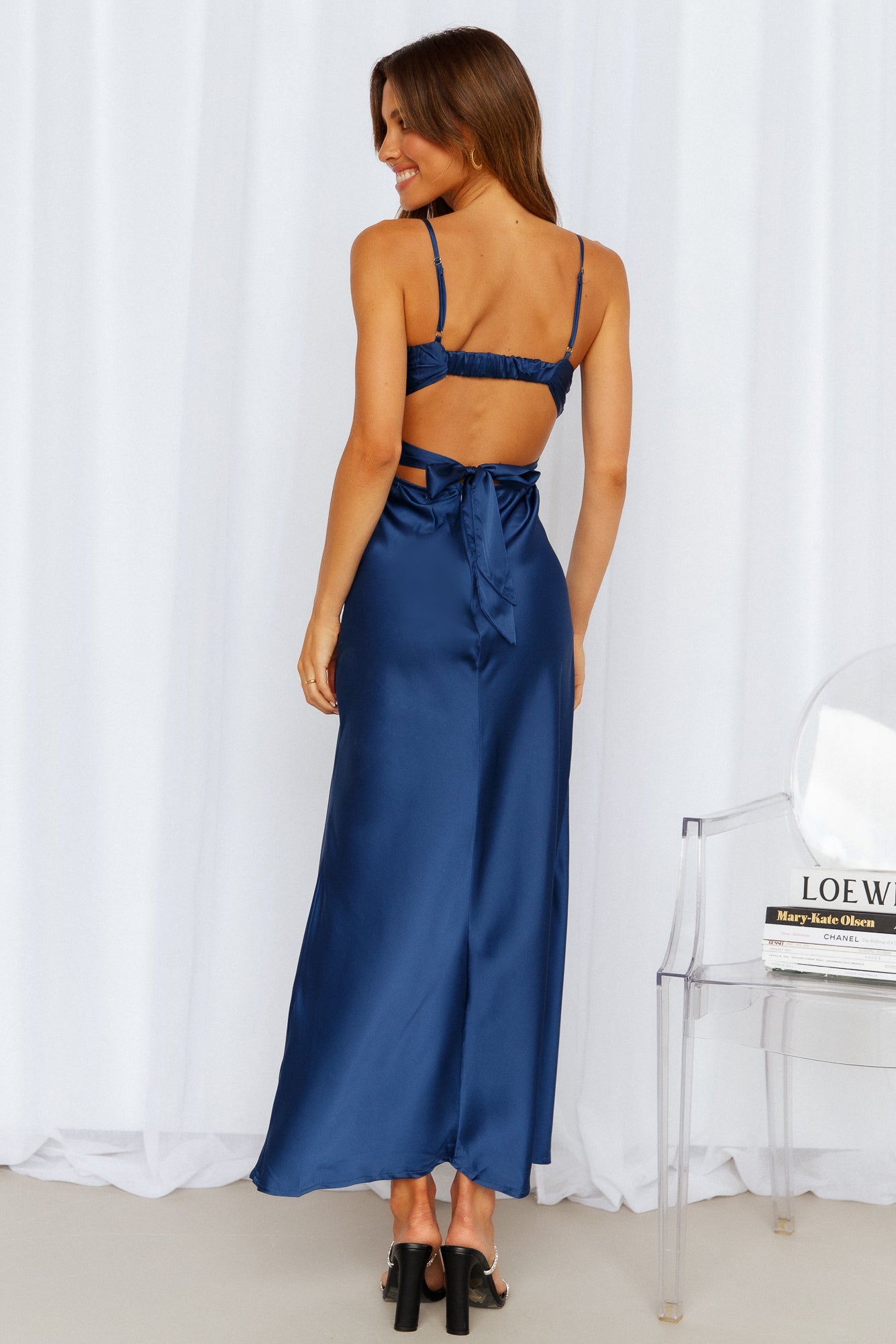 Cherry Pop Midi Dress Navy - luluinthesky