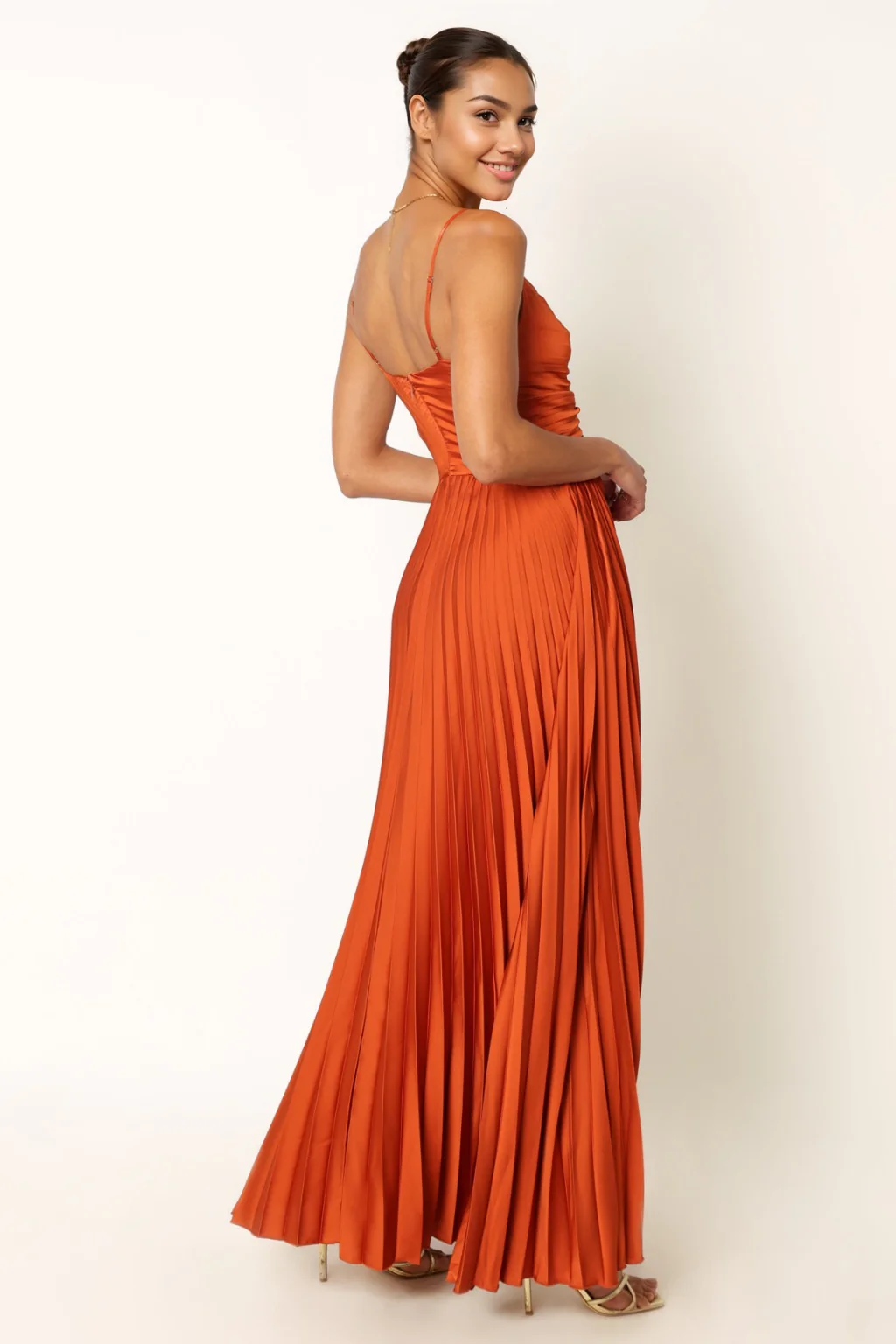 Naira Pleated Maxi Dress Sunset Orange - luluinthesky