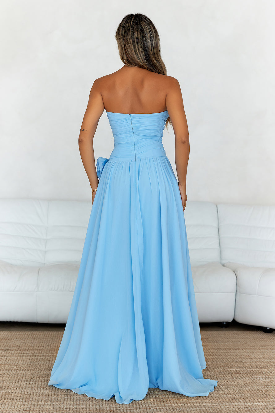 Secret Rose Strapless Maxi Dress Blue - luluinthesky