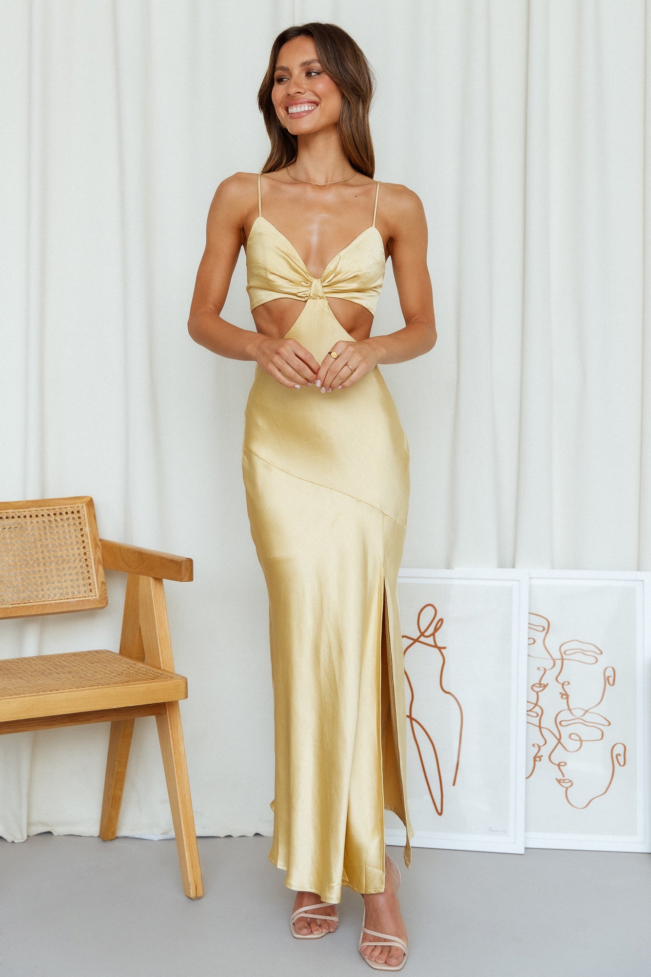 Smile For The Camera Midi Dress Lemon - luluinthesky