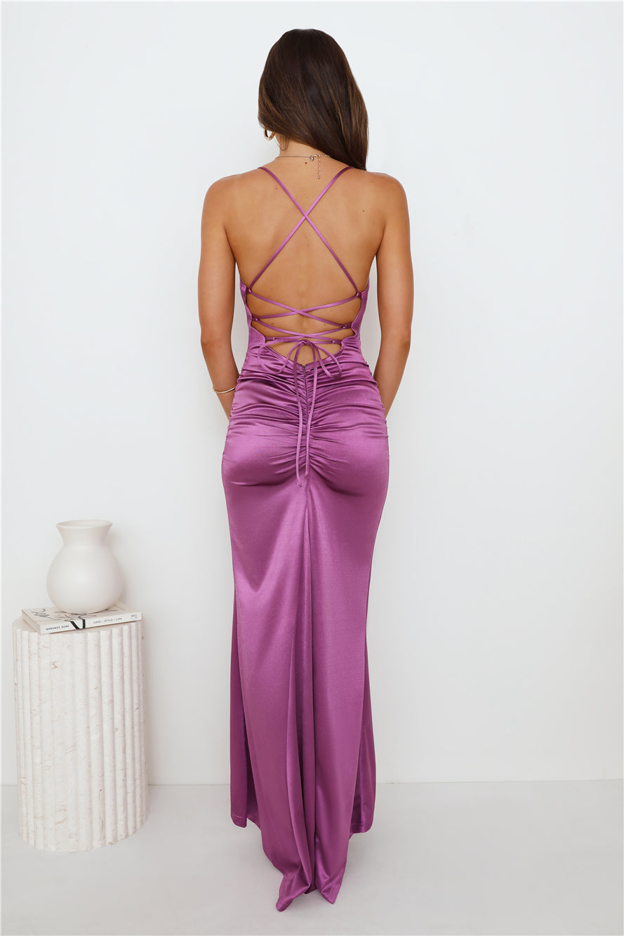 Events Of Class Satin Maxi Dress Purple - luluinthesky