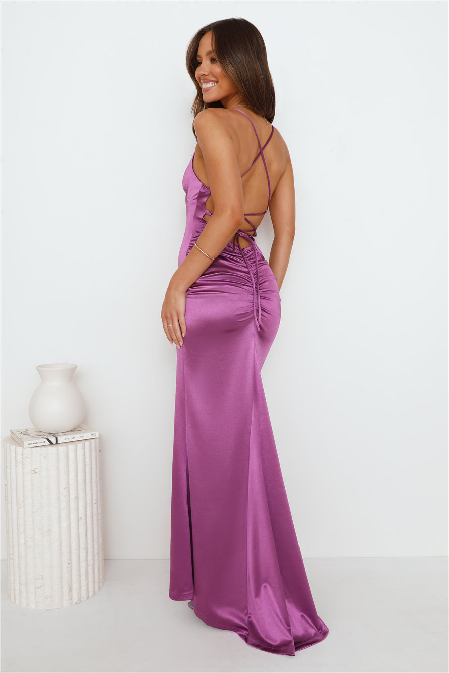 Events Of Class Satin Maxi Dress Purple - luluinthesky
