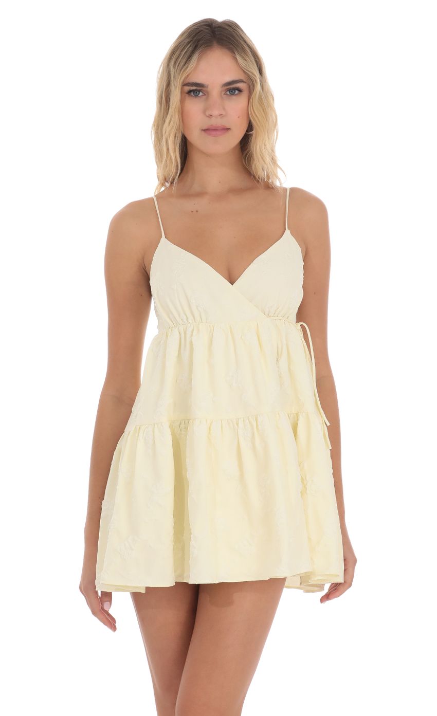 Floral Babydoll Wrap Dress in Yellow - luluinthesky