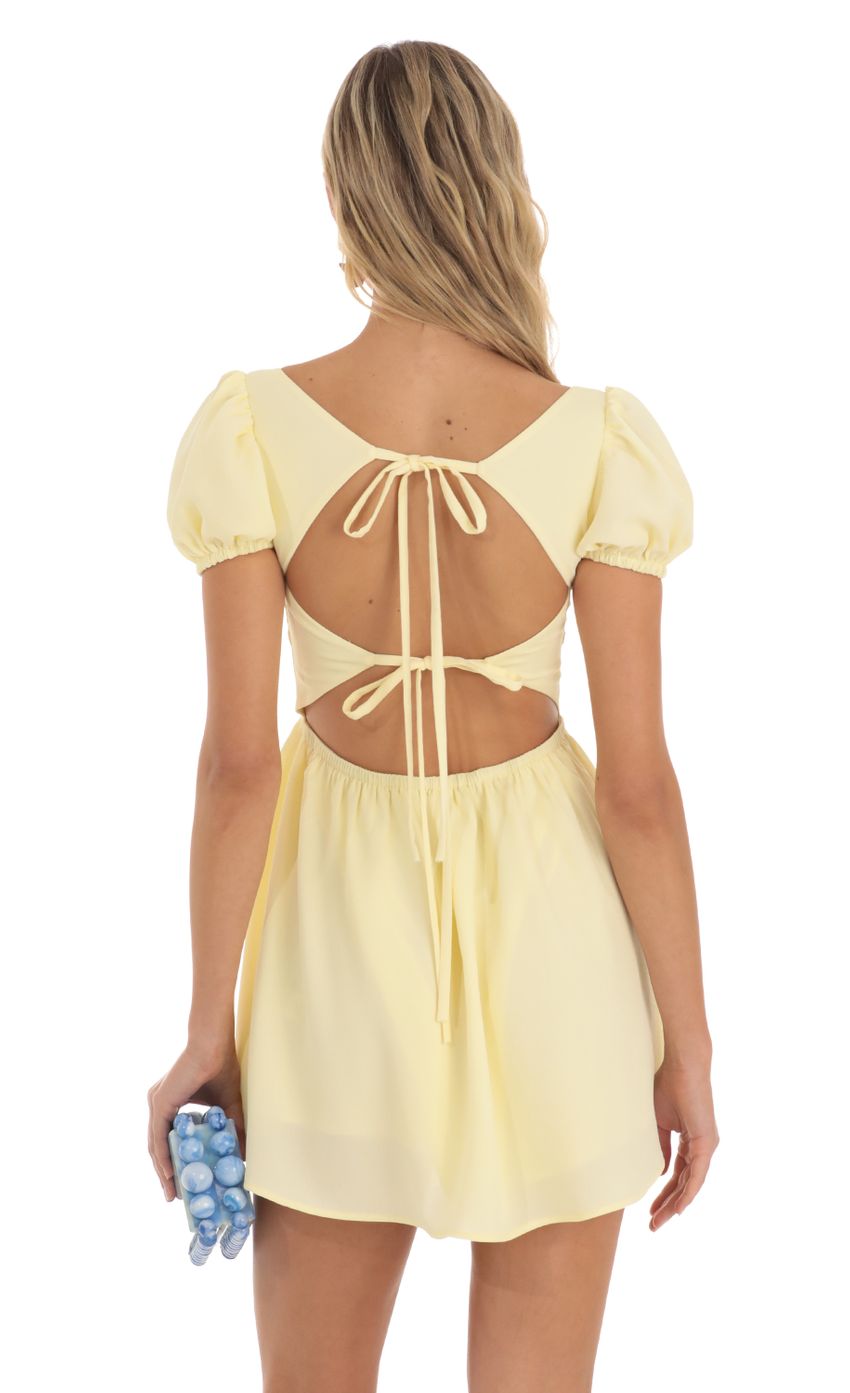 Puff Sleeve Mini Dress in Yellow - luluinthesky