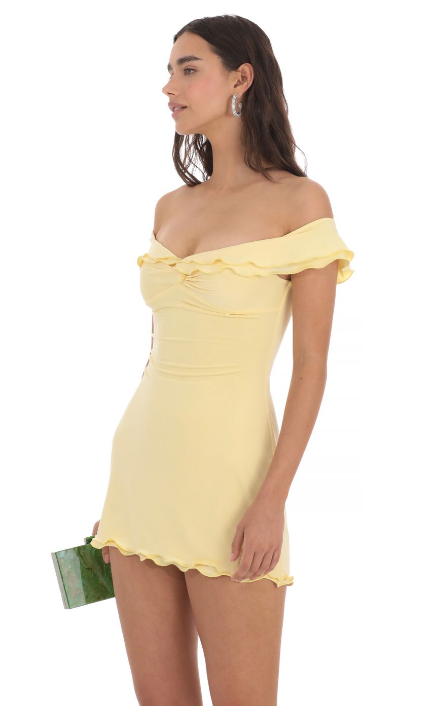 Off Shoulder Twist Dress in Yellow - luluinthesky