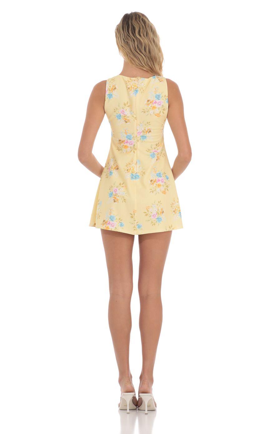 Floral High Neck Dress in Yellow - luluinthesky