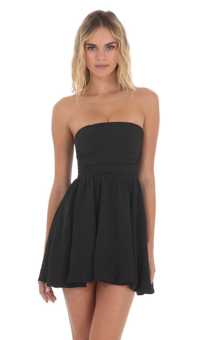 Strapless Bubble Dress in Black - luluinthesky