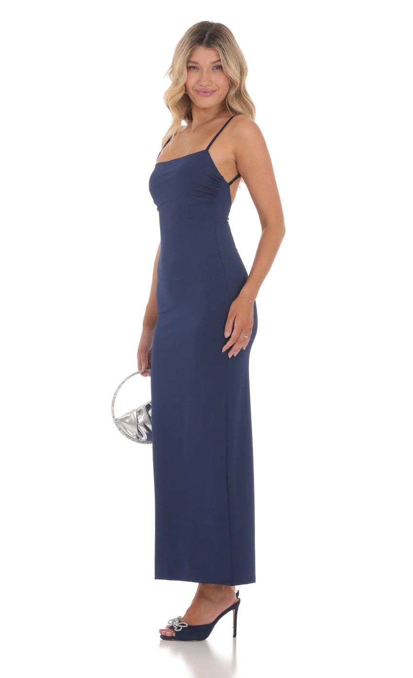 Open Back Bodycon Maxi Dress in Navy - luluinthesky