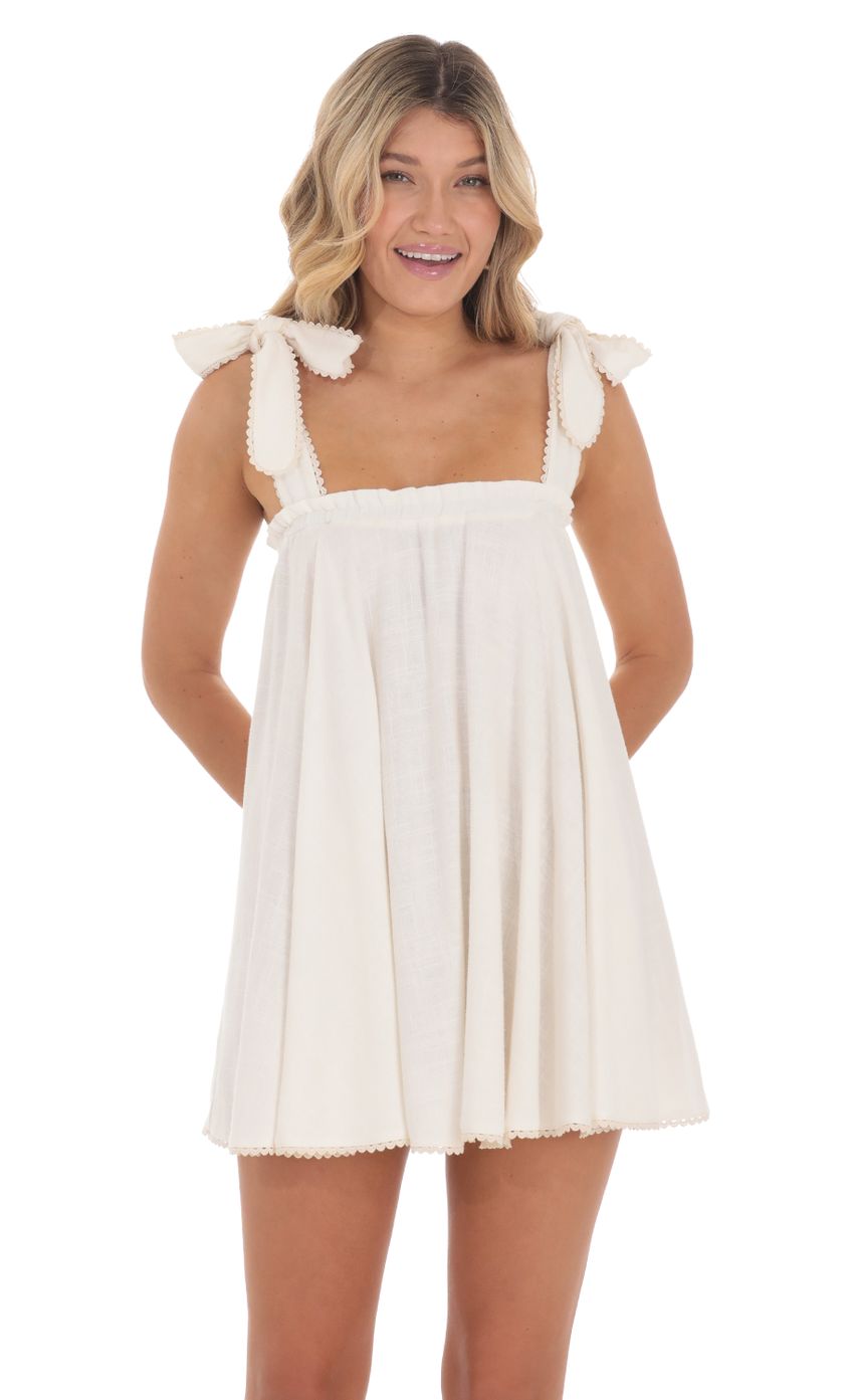 Linen Shift Dress in Cream - luluinthesky