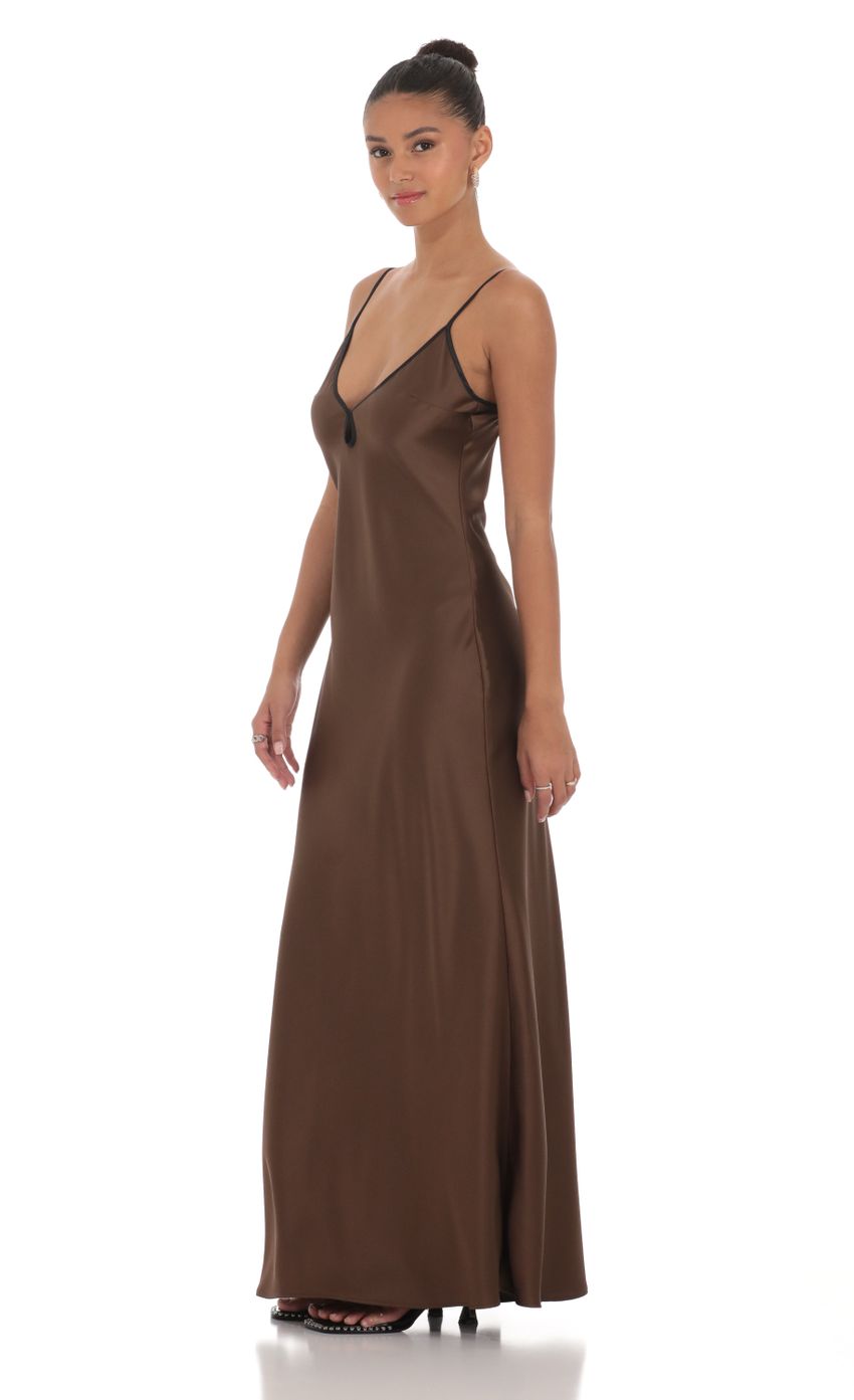 Satin Shift Maxi Dress in Brown - luluinthesky