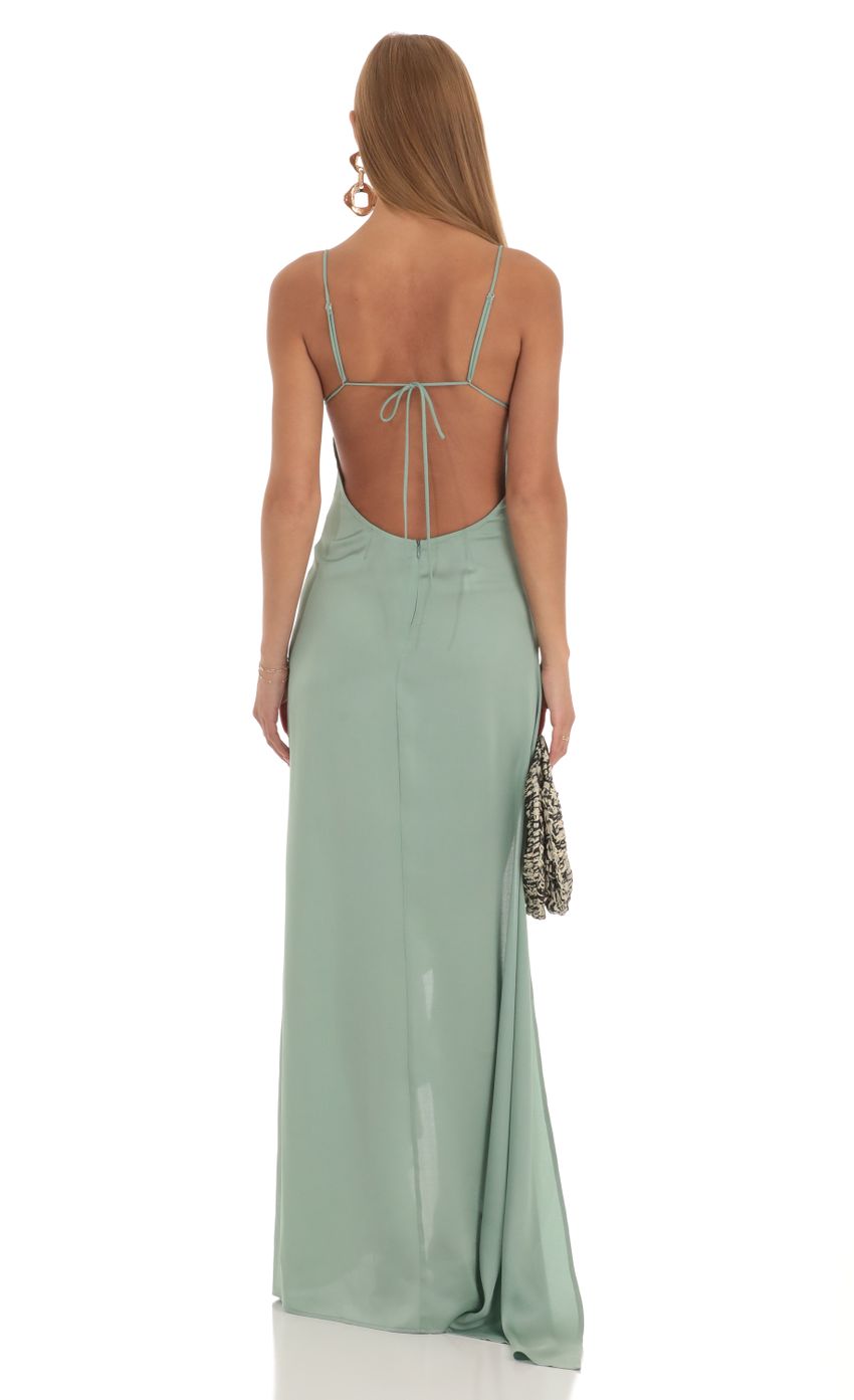 Satin Ruffle Maxi Dress in Sage - luluinthesky