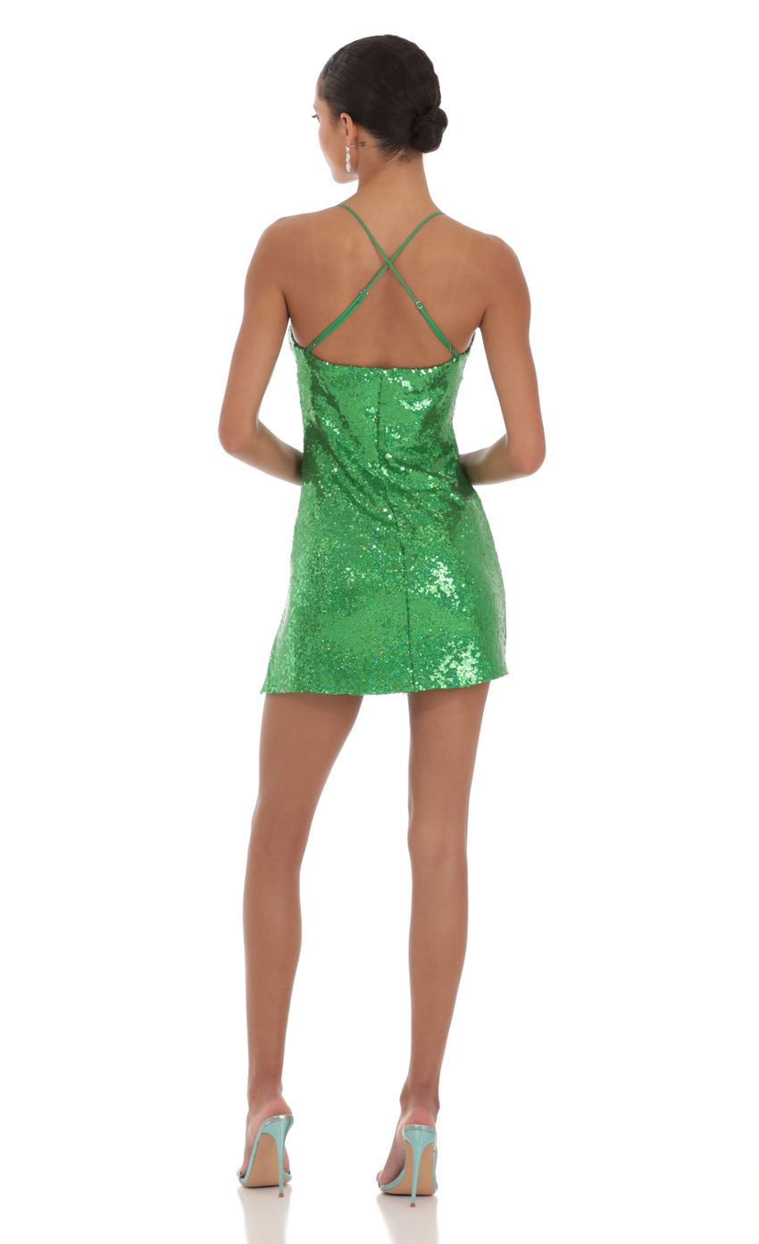 Sequin Side Slit Dress in Green - luluinthesky